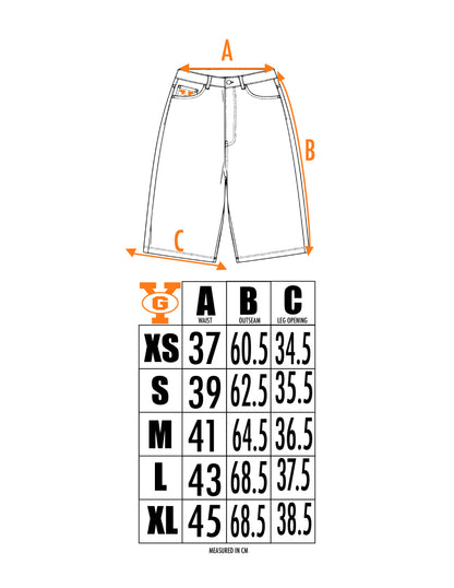 YG STUD RAW DENIM SHORTS