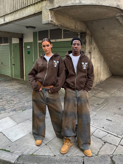 YG ZIP-UP HOODIE (BROWN)