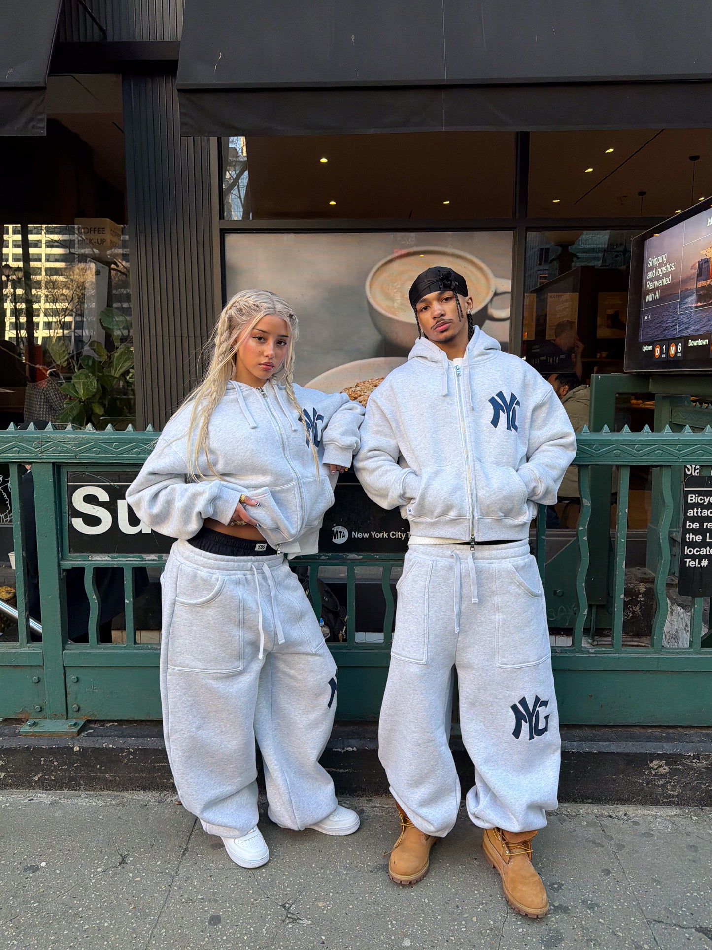 N-YG CUFFED SWEATS (HEATHER GREY)